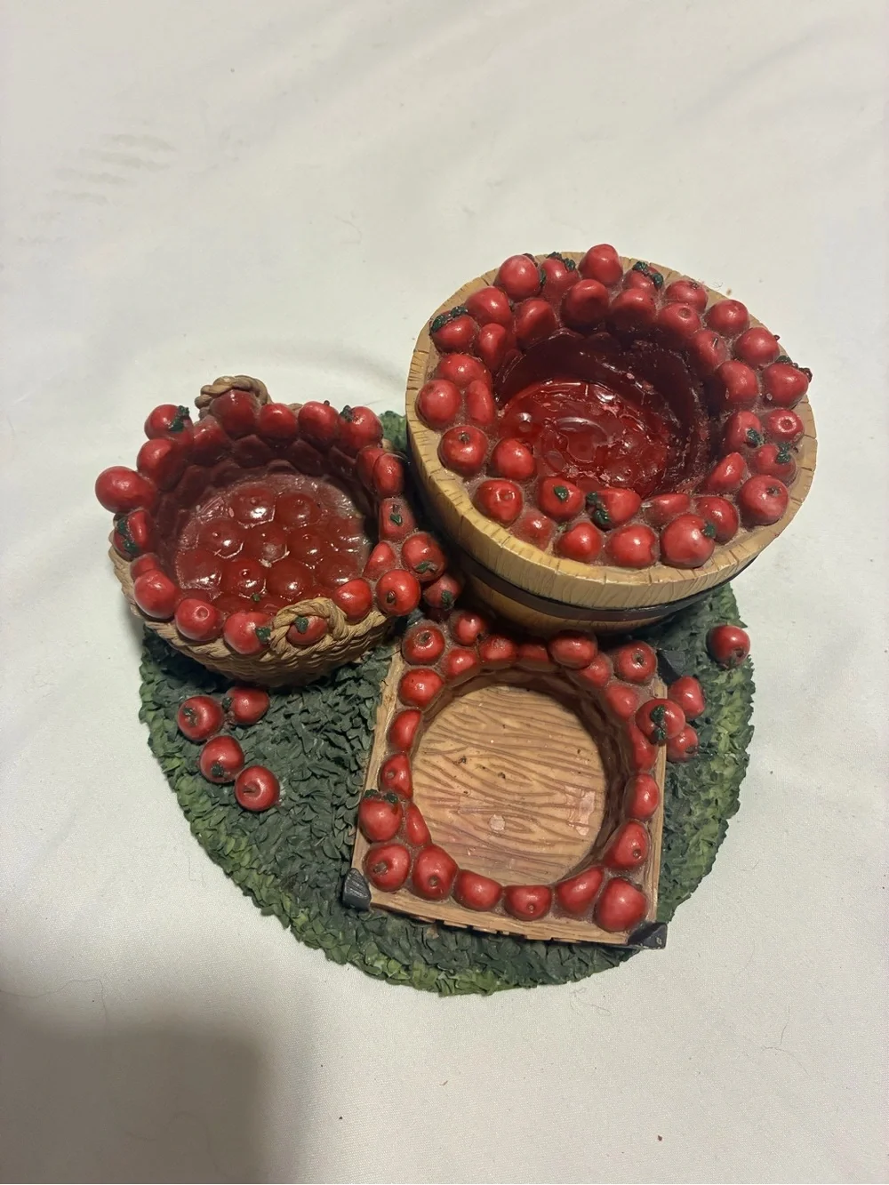 Decorative Red Apple Harvest Figurine - Tea light candle Holder